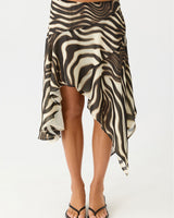 Damen Halbrock mit hoher Taille und asymmetrischem Schnitt in Zebrastreifen