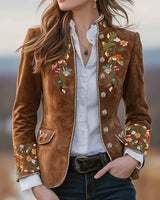 Anisaa – Elegante Jacke Mit Stehkragen in Braun