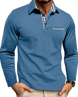 Levi - Poloshirt mit kariertem Kragen in Hellblau