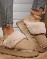 Damen Plateau Clogs mit Kunstfellfutter - Amaris in Khaki