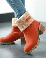 Isa | Elegante und Warme Leder-Schneestiefel in Orange