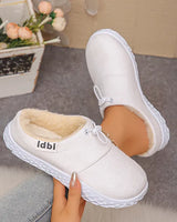 Damilya - Slip On Schuhe Aus Kunstwildleder Mit Fleecefutter Und Kordelzug in Weiß