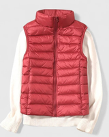 Dagmar | Damen Kurze Steppweste im Puffer Stil in Rot