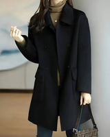Dahab | Damen Winterjacke im Midi Stil mit Taschen in Schwarz