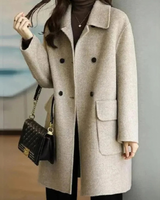 Dahab | Damen Winterjacke im Midi Stil mit Taschen in Beige