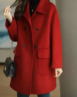Dahab | Damen Winterjacke im Midi Stil mit Taschen in Rot
