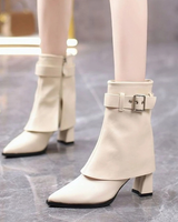 Dalia | Damen Orthopädische Stiefeletten mit Riemen und Absatz in Creme