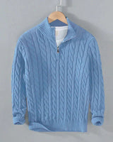 Adam | Eleganter Pullover mit halbem Reißverschluss in Hellblau