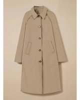 Damaris | Damen Langer Trenchcoat mit Kragen, Knöpfen und Taschen in Hellbeige