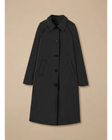 Damaris | Damen Langer Trenchcoat mit Kragen, Knöpfen und Taschen in Schwarz