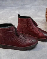 Clara | Damen Ankle Boots Rutschfeste Winterstiefeletten mit Reißverschluss in Rot