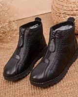 Clara | Damen Ankle Boots Rutschfeste Winterstiefeletten mit Reißverschluss in Schwarz