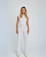 Damen Ärmelloser Jumpsuit mit Weitem Bein in Weiß