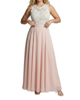Damen Ärmelloses Maxikleid mit Spitzenoberteil und langem Rock in Hellrosa