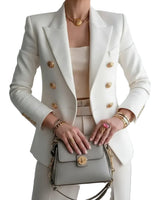 Damen Blazer mit Doppelknopfleiste und Spitzrevers in Weib