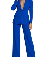Damen Blazer und Hose Set mit Knopfverschluss in Blau