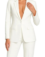 Damen Blazer und Hose Set mit Knopfverschluss in Weiß
