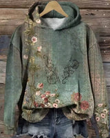 Emilia | Damen Blumenmuster Oversized Knit Sweater Hoodie in Eine Farbe
