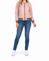 Damen Bomberjacke mit Reißverschluss und Rippbündchen in Rosa