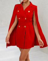 Damen Cape Blazer Kleid mit Doppelknopfleiste in Rot