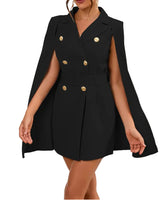 Damen Cape Blazer Kleid mit Doppelknopfleiste in Schwarz