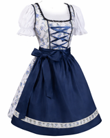 Damen Dirndl Set mit floralem Muster, Schnürfront und Schürze in Weiß