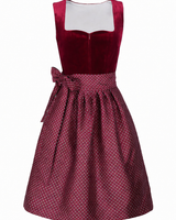 Damen Dirndl Set mit Samtoberteil und Schürze in Dunkelrot