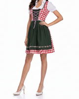 Damen Dirndlkleid Set mit Schürze und Bluse in Grun