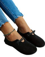 Damen Flache Schuhe mit Riemenstruktur und Geschlossener Form in Schwarz