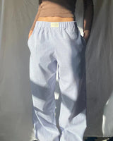 Damen Hose mit Elastischem Bund und Geradem Bein in Blau
