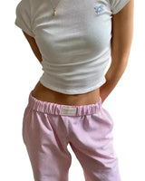 Damen Hose mit Elastischem Bund und Geradem Bein in Rosa