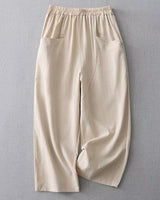 Damen Hose mit elastischem Bund und geradem Beinverlauf in Beige