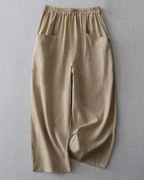 Damen Hose mit elastischem Bund und geradem Beinverlauf in Khaki