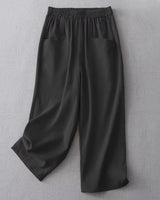 Damen Hose mit elastischem Bund und geradem Beinverlauf in Schwarz