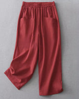 Damen Hose mit elastischem Bund und geradem Beinverlauf in Rot