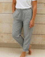 Damen Hose mit elastischem Bund und Kordelzug in Grau