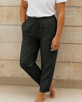Damen Hose mit elastischem Bund und Kordelzug in Schwarz
