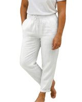 Damen Hose mit elastischem Bund und Kordelzug in Weiß