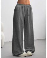 Damen Hose mit elastischem Bund und weitem Bein in Dunkelgrau