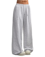 Damen Hose mit elastischem Bund und weitem Bein in Hellgrau