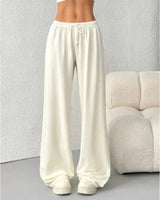 Damen Hose mit elastischem Bund und weitem Bein in Weiß
