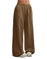 Damen Hose mit elastischem Bund und weitem Bein in Dunkelbraun
