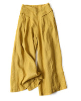 Damen Hose mit Hohem Bund und Weitem Bein in Gelb
