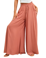 Damen Hose mit weitem Bein und elastischem Bund mit Kordelzug in Orange
