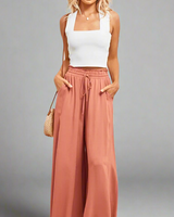 Damen Hose mit weitem Bein und elastischem Bund in Orange