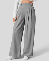 Damen Hose mit weitem Bein und Falten an der Vorderseite in Grau