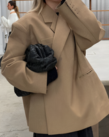 Damen Jacke mit Reverskragen und Einknopfverschluss in Braun