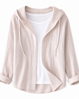Damen Kapuzenshirt mit Knopfleiste in Khaki