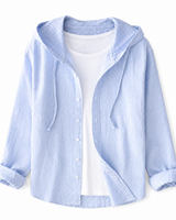 Damen Kapuzenshirt mit Knopfleiste in Blau