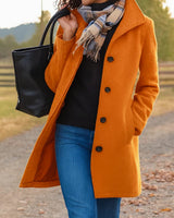 Johanna | Damen Klassischer Wintermantel Knopfleiste vorne Langmantel in Orange
